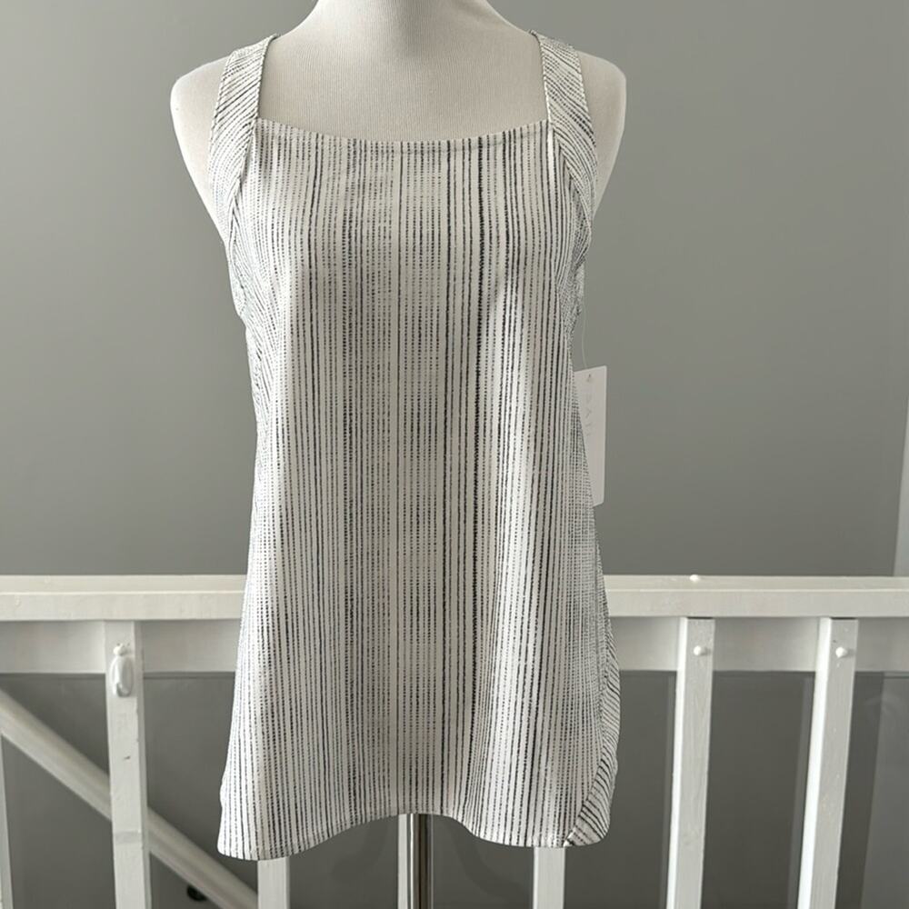 NWT Athleta Arrival Tank Amara Stripe White / Black Cross Back Size XS